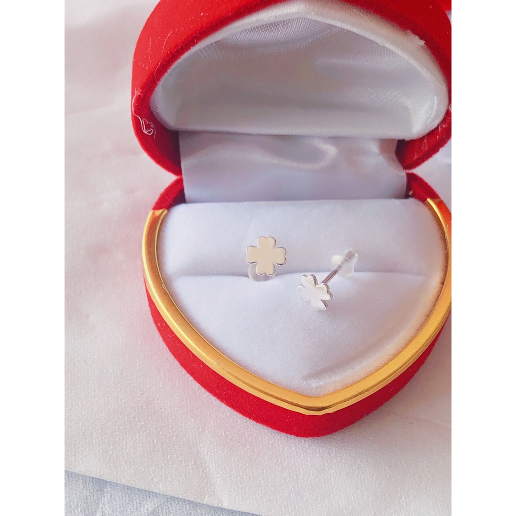 Bông tai cỏ 4 lá may mắn, bạc ta