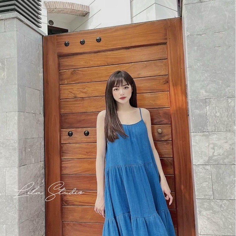 Váy 2 dây xanh tầng NGN