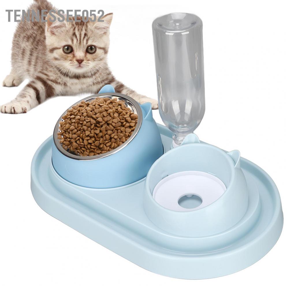 Bát ăn ngăn đôi đựng thức ăn nước uống có khay inox tự động cho thú cưng