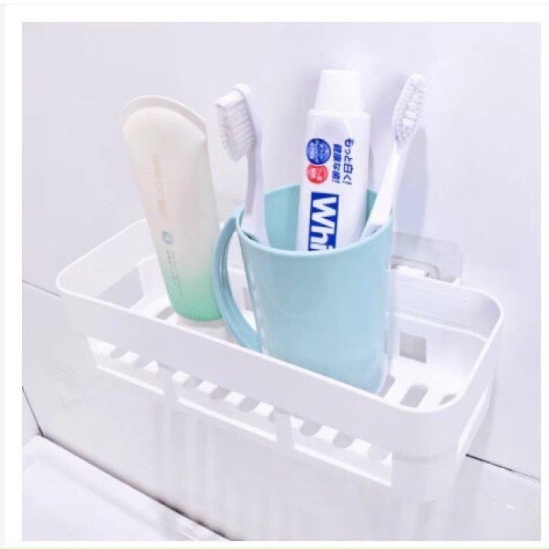 Kệ Nhựa Dán Tường Treo Nhà Tắm, Nhà Bếp Siêu Chắc - Giá Treo Tường Để Đồ Dùng