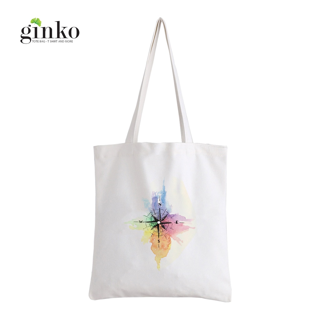 Túi Vải Tote GINKO Kiểu Basic dây kéo In Hình la bàn G43