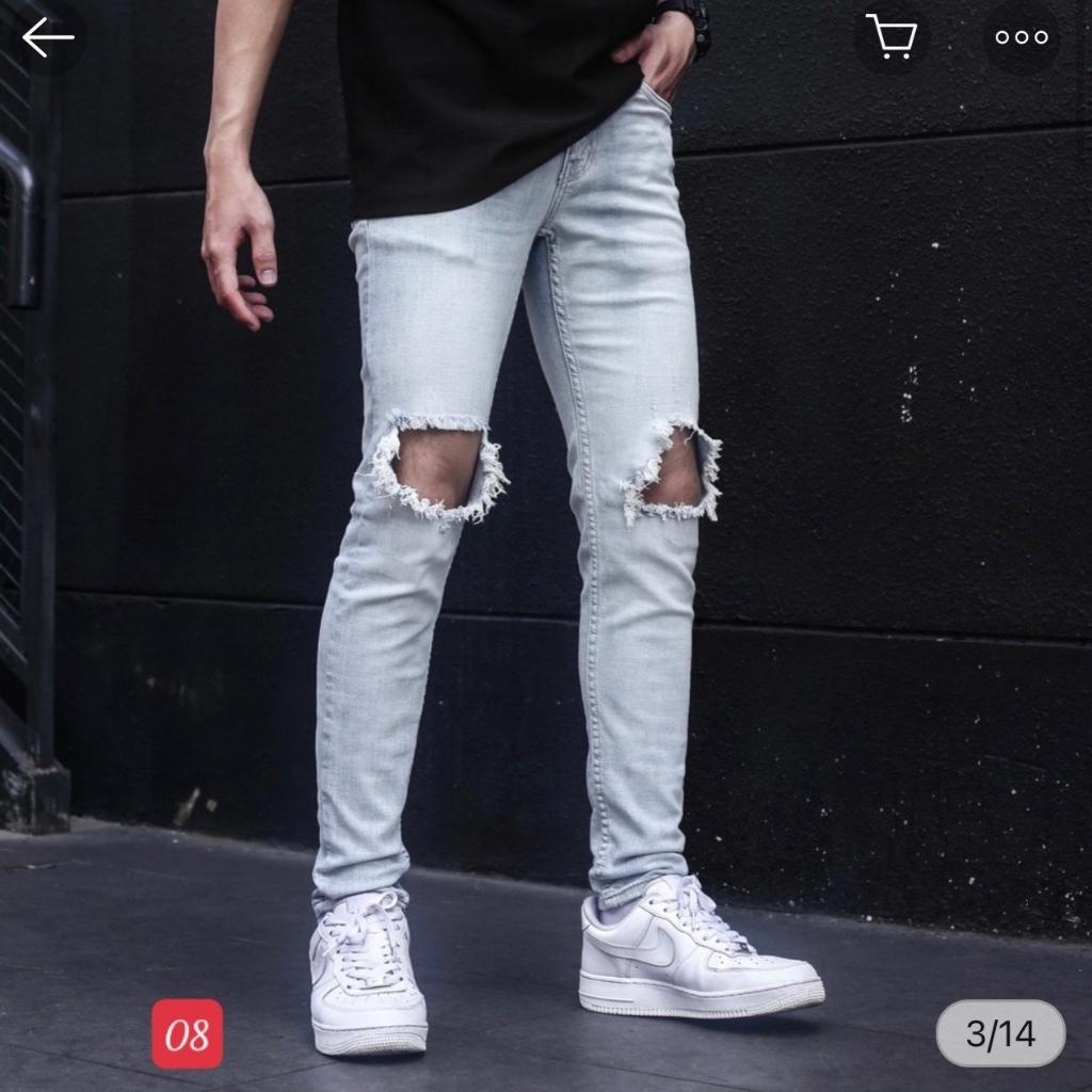 Quần jean nam xanh đậm trơn không rách gối chất bò cao cấp co dãn 4 chiều đẹp from dáng rin skinny YuMy JM100