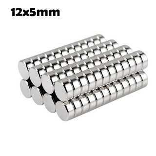 Nam châm 12x5mm viên hình tròn màu trắng bạc siêu mạnh