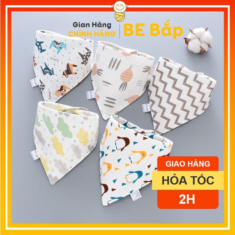 ⚡BÁN LỖ XIN ĐÁNH GIÁ 5 SAO⚡ Set 5 Yếm Tam Giác Cotton Cho Bé, Yếm Ăn Dặm, Họa Tiết Đẹp, Chất Lượng Cao Cấp