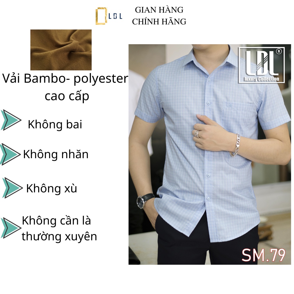 Áo sơ mi kẻ sọc, sơ mi nam tay ngắn cao cấp LDL 49-86 kg