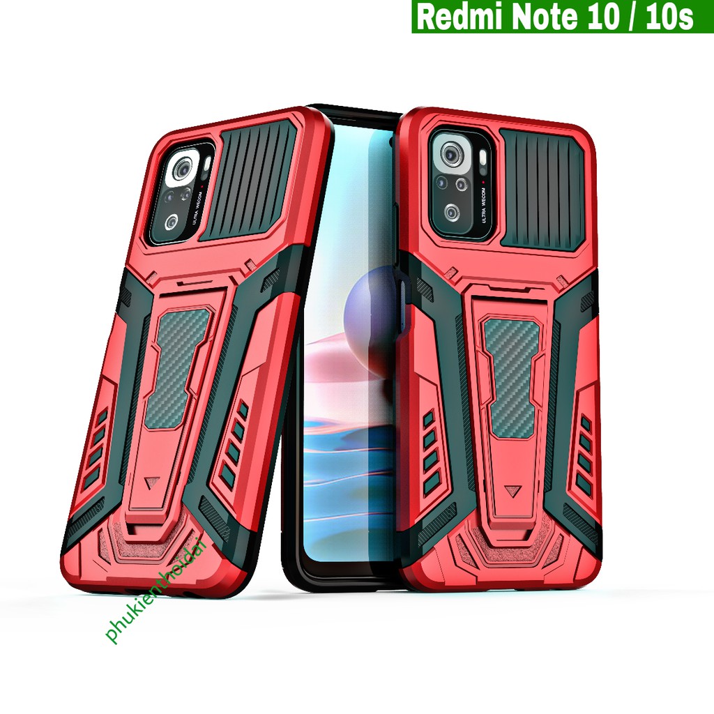 Ốp lưng Xiaomi Redmi Note 10 / Note 10s Iron Man Pro chống sốc giá đỡ xem phim cao cấp