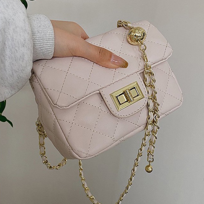 Ielgy Túi Xách Dây Xích Bóng Vàng Kim Cương Nhỏ Cho Nữ