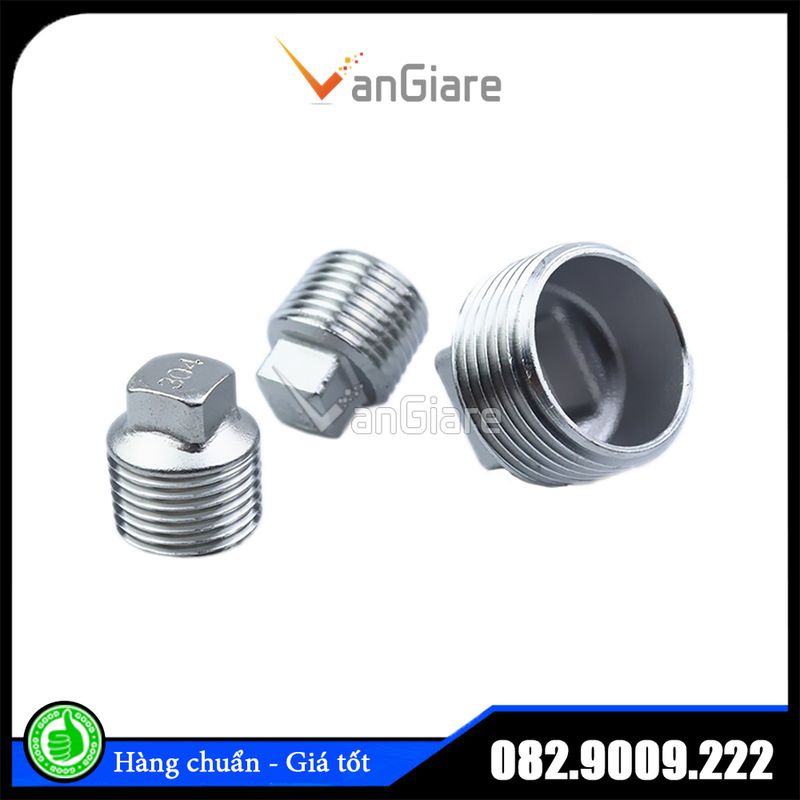 Nút bít ren ngoài inox 304, Nắp bịt ren ngoài 13 17 21 27 34 42 49 60