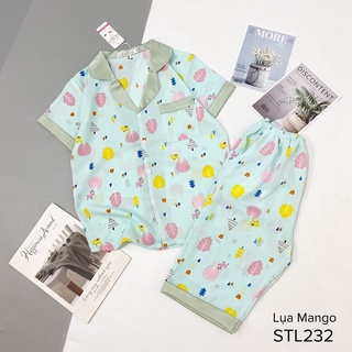 Bộ Pijama ngố Pizama quần lửng hoạ tiết hình tim cực xinh