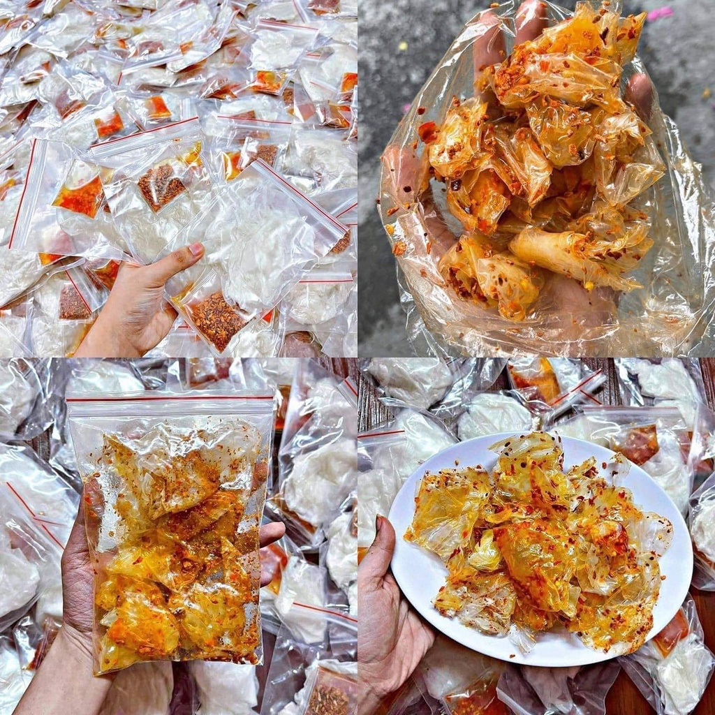 Bánh Tráng Phơi Sương Muối Hành Phi  Bánh Tráng Muối Ớt Túi Zip Siêu Hấp Dẫn
