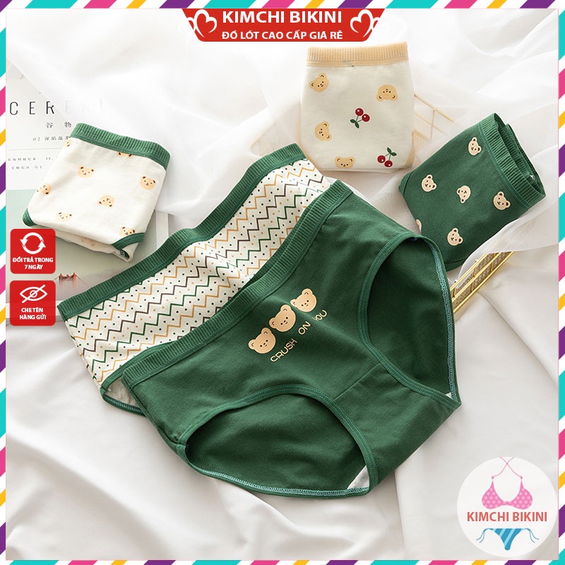 Quần lót nữ cotton dễ Thương cạp to kháng khuẩn KIMCHIBIKINI chip cute cao cấp khử mùi mềm mại thoáng mát  QL037