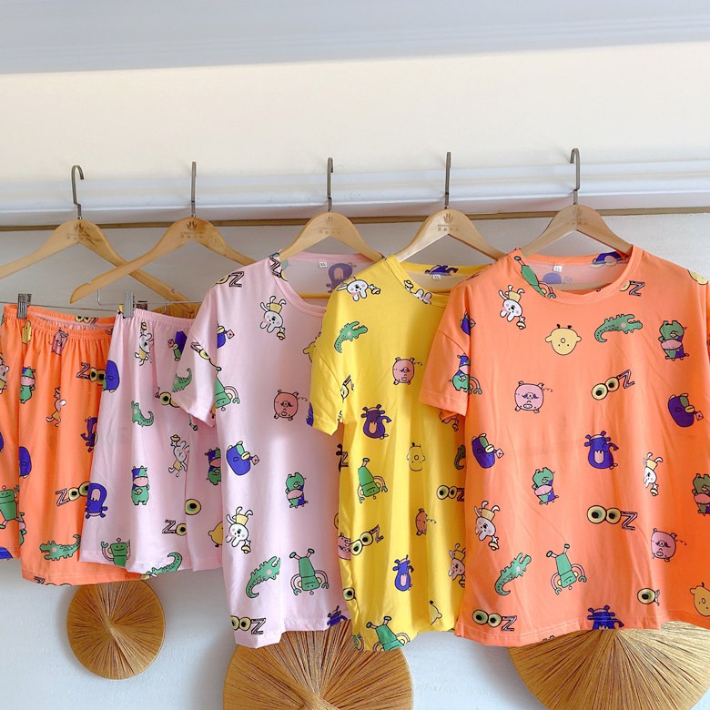 [Hàng QC] Bộ Đồ Ngủ Nữ Cotton Ngắn Tay - Đồ Mặc Nhà Nữ Kiểu Dáng Hàn Quốc, Chất Vải Nhẹ Siêu Mịn Mát Size 45-55kg