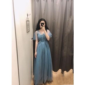 [ẢNH THẬT] Đầm thiết kế vải lụa voan công chúa bồng bềnh cánh tiên màu xanh bigsize dự tiệc đi biển săn mây giá rẻ đẹp