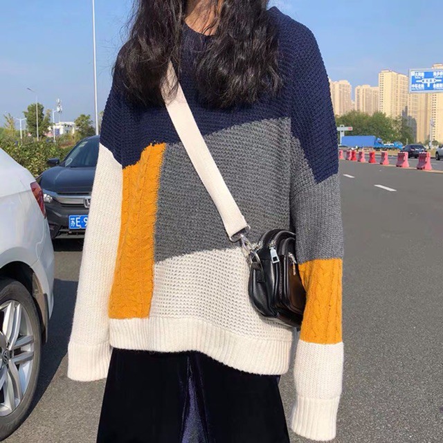 [ SẴN ] Áo Len Phối màu Ulzzang