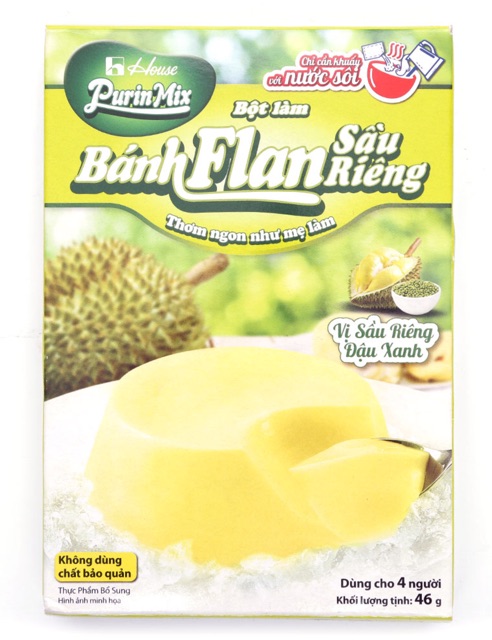 Bột làm Bánh Flan Nhật Vị Trà Xanh/ vị trứng/ vị dừa/ vị sầu riêng Purin Mix Hộp 46G