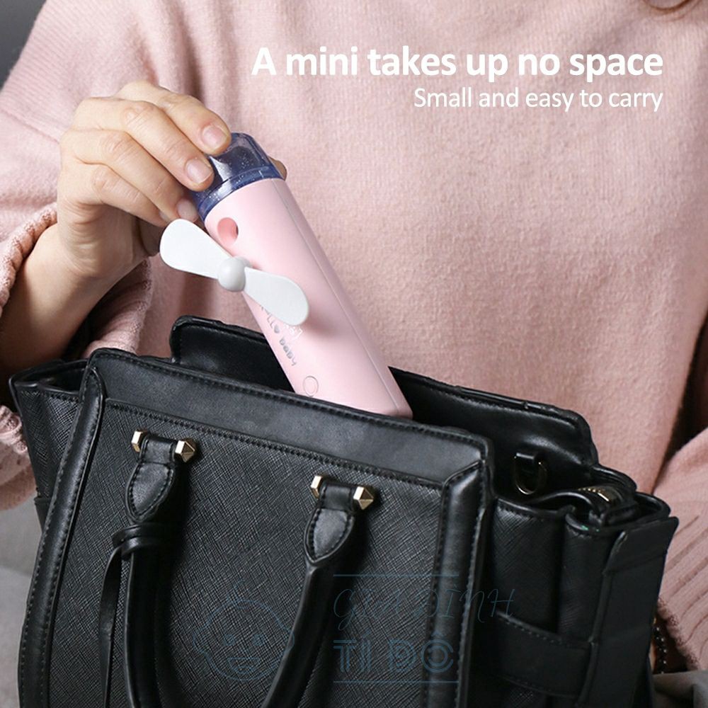 Quạt Phun Sương Cầm Tay Mini Sử Dụng Pin Sạc