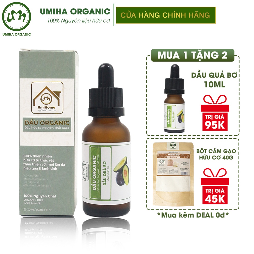 Dầu Quả Bơ hữu cơ UMIHA nguyên chất | Virgin Avocado Oil 100% Organic 10ml