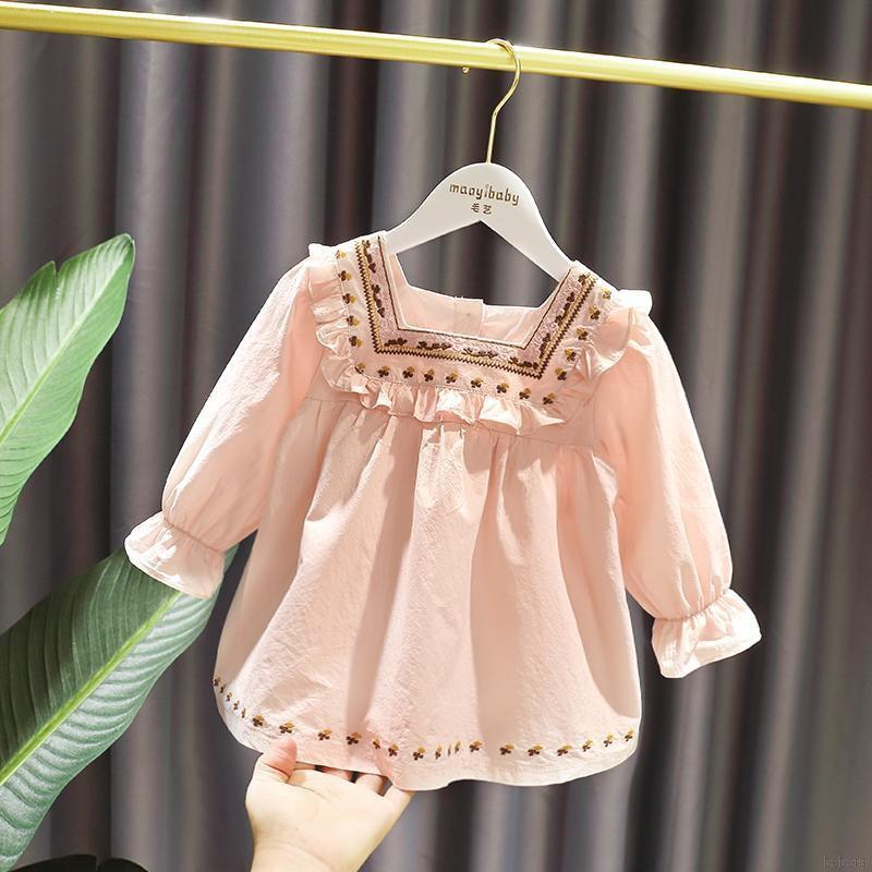Áo kiểu xếp li tay phồng xinh xắn cho bé gái 1-5 tuổi