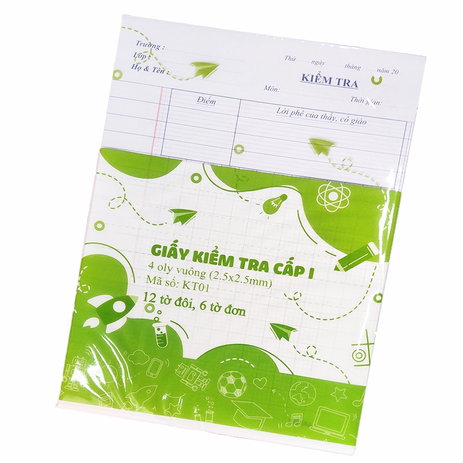 Giấy kiểm tra cấp 1 (12 tờ đôi , 6 tờ đơn)