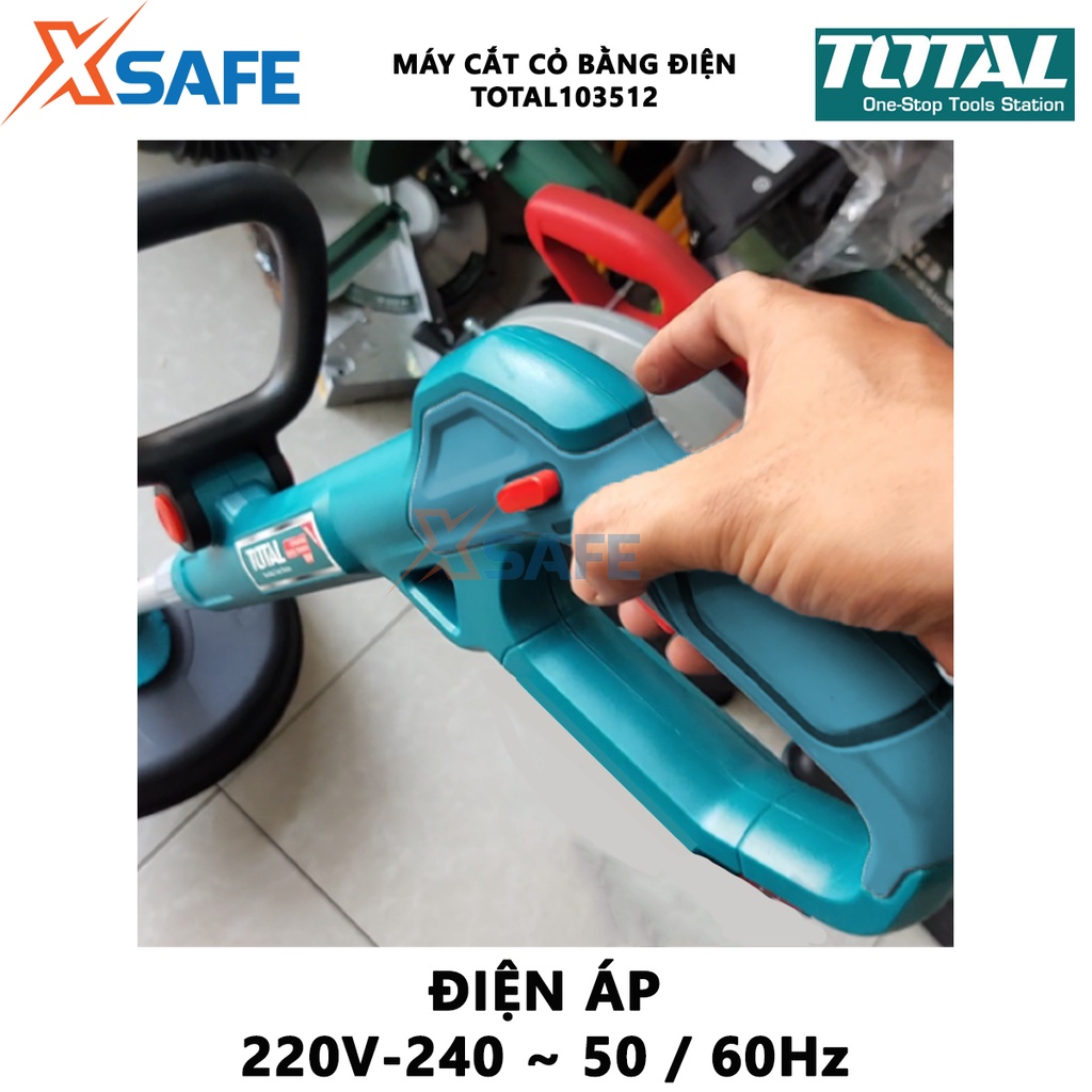 Máy cắt cỏ dùng điện TOTAL TG103512 công suất 350W, đường kính cắt 250mm, cần trục gập mở