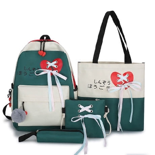 Ba lô nữ Amon, Set 4 món balo ví túi nữ đường may đẹp chống thấm nước mẫu A40