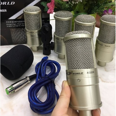 Micro livestream Karaoke AQ220-Micro Thu Âm Hát Live,Stream game,Chính Hãng AQTA (Mic AT100-AQ220-Bm900-S8-V8-V9-V10)