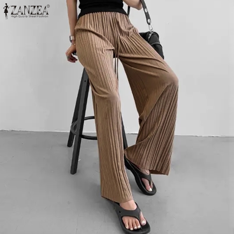 Quần dài Zanzea ống đứng lưng cao thời trang nữ