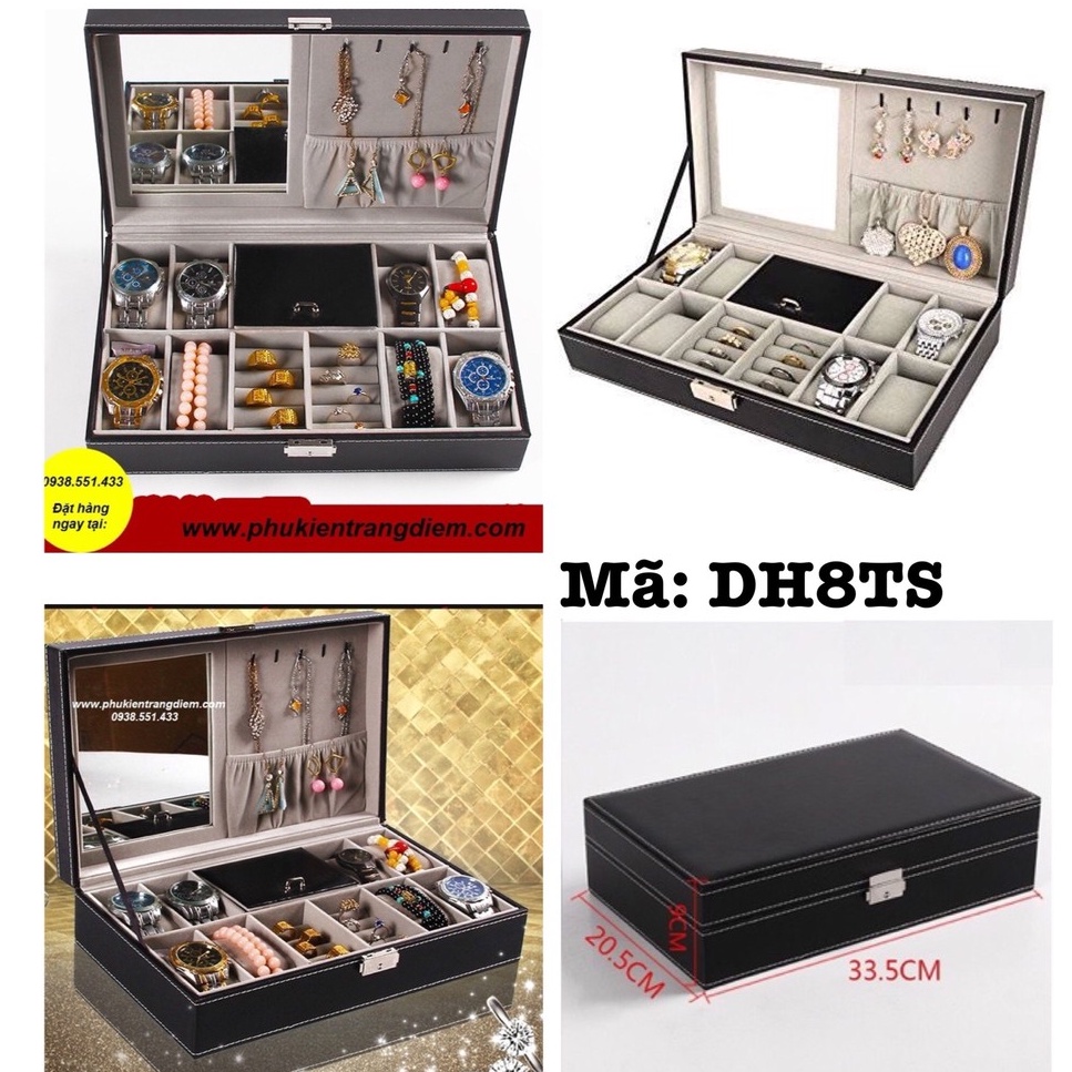 Hộp Đựng Đồng Hồ & Trang Sức - Mắt Kính Cao Cấp - Nhiều Tầng Nhiều Ngăn - Có Nắp Chống Bụi - Sang Trọng - Giá Rẻ