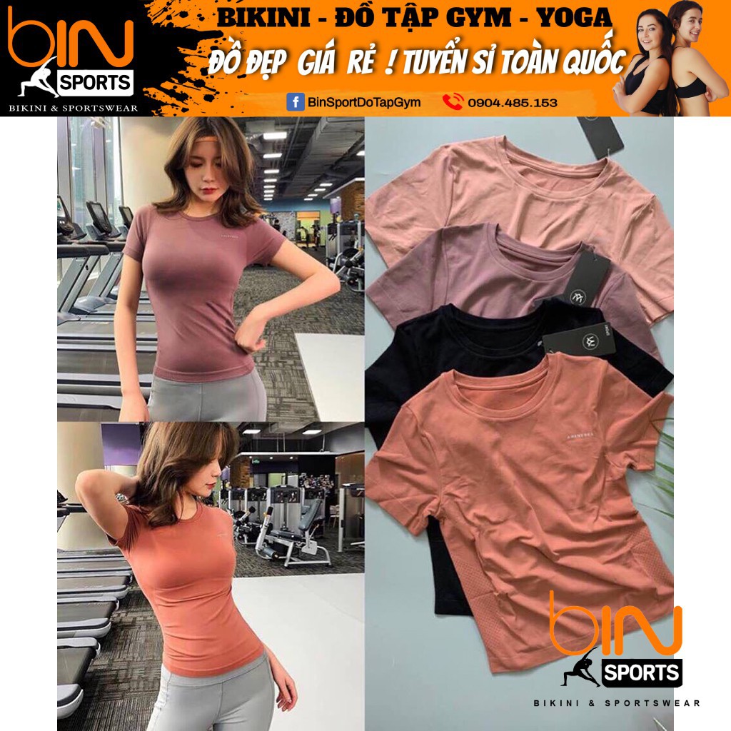 Áo tập gym yoga nữ Body Fit AMI vải Dệt Kim bó sát cơ thể thấm hút mồ hôi Bin Sports A017 😘 ‣