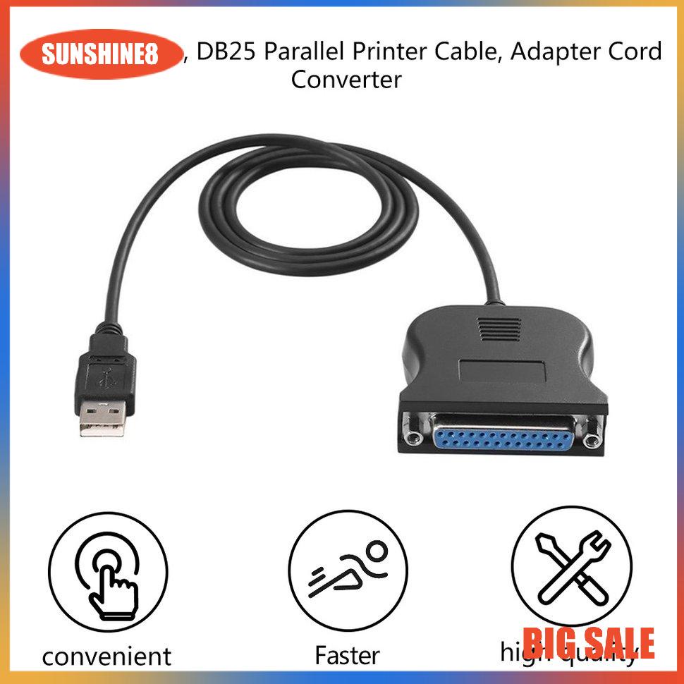 【SUN】[NEW]Black USB to 25 Pin DB25 Parallel Printer Cable Adapter Cord Converter