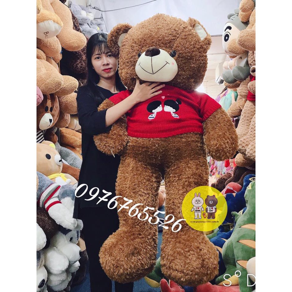 Gấu bông teddy Kissme hàng cao cấp màu nâu kích thước 90cm-1m4 Xưởng gấu bông Việt Nam