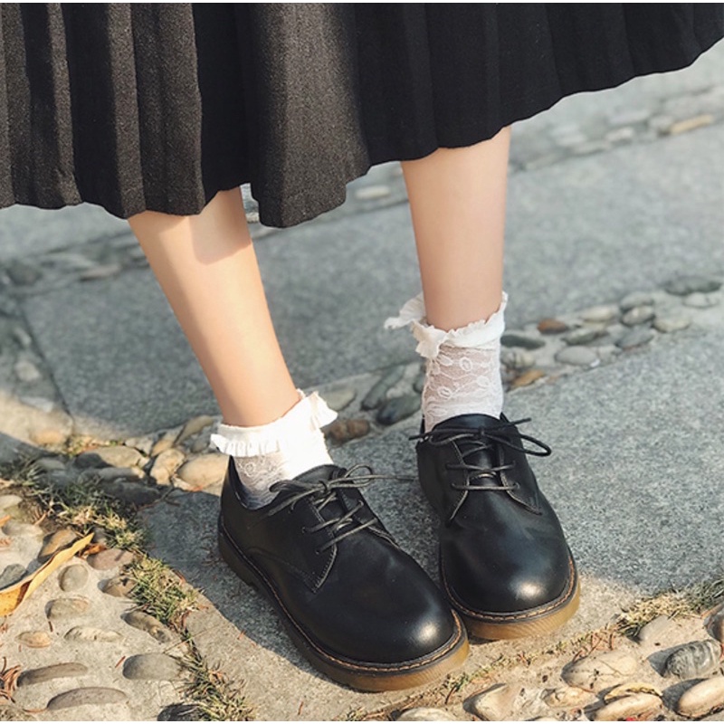 [CÓ SẴN] Giày Ulzzang vintage phong cách Nhật đồng phục sinh viên mũi tròn harajuku retro da pu oxford Hàn quốc đế bằng
