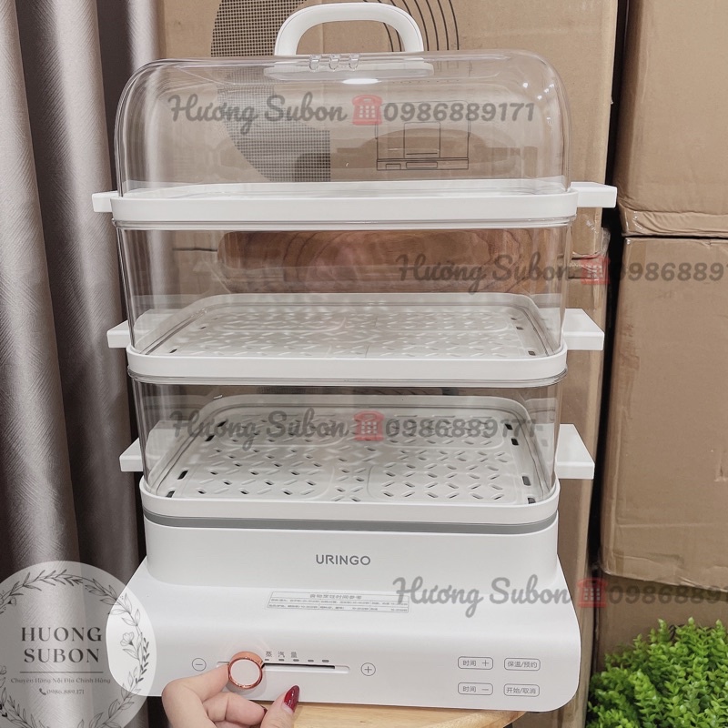 Nồi hấp điện đa năng URINGO 3 tầng  Dung tích 18L, phiên bản cao cấp, chính hãng , bảo hành 18 tháng