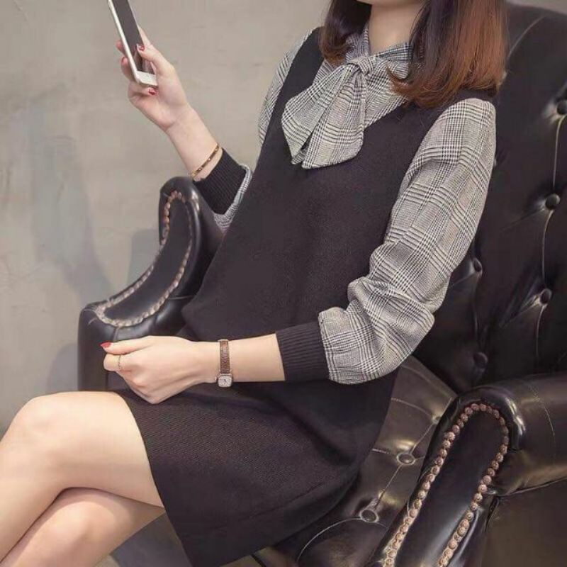 Váy len dáng suông