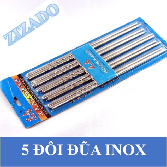 Vỉ 5 đôi đũa inox