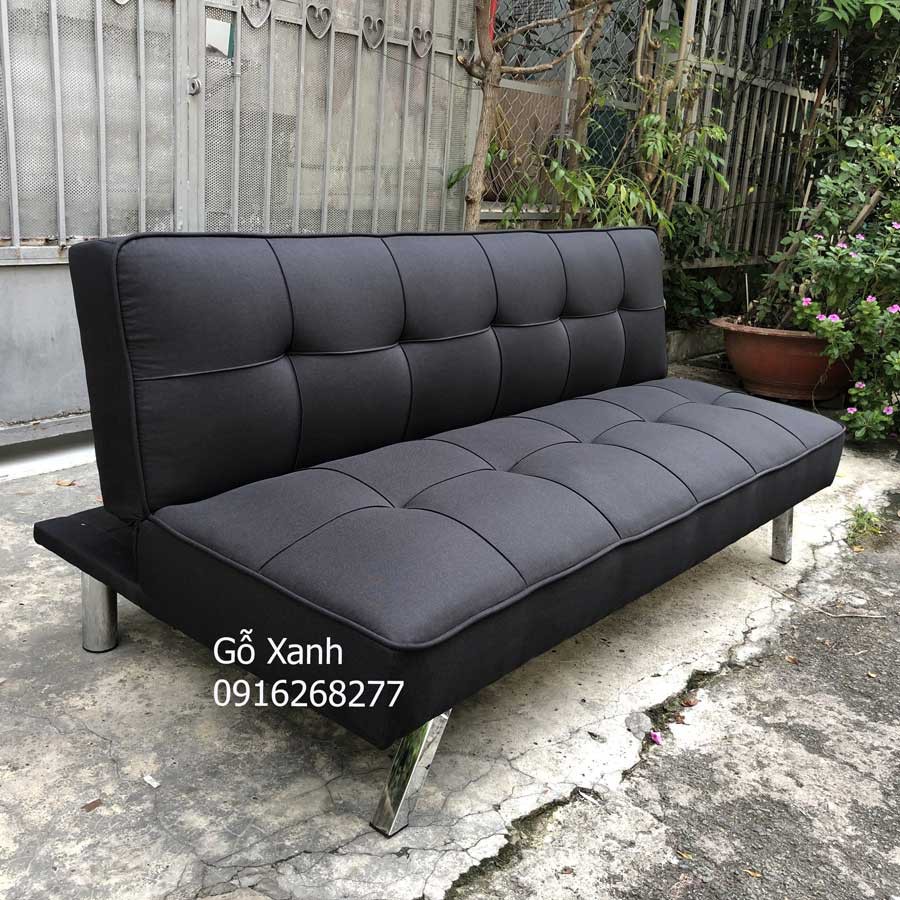 Ghế sofa bed màu đen vải bố đẹp mắt có thể ngồi và nằm ngủ cao cấp
