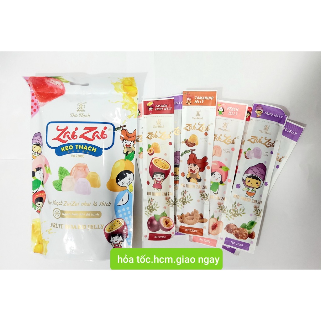 3 vị Thạch Zai Zai Đức Hạnh Trà Sữa, caramen Trái cây  320 gr.date7&8/23