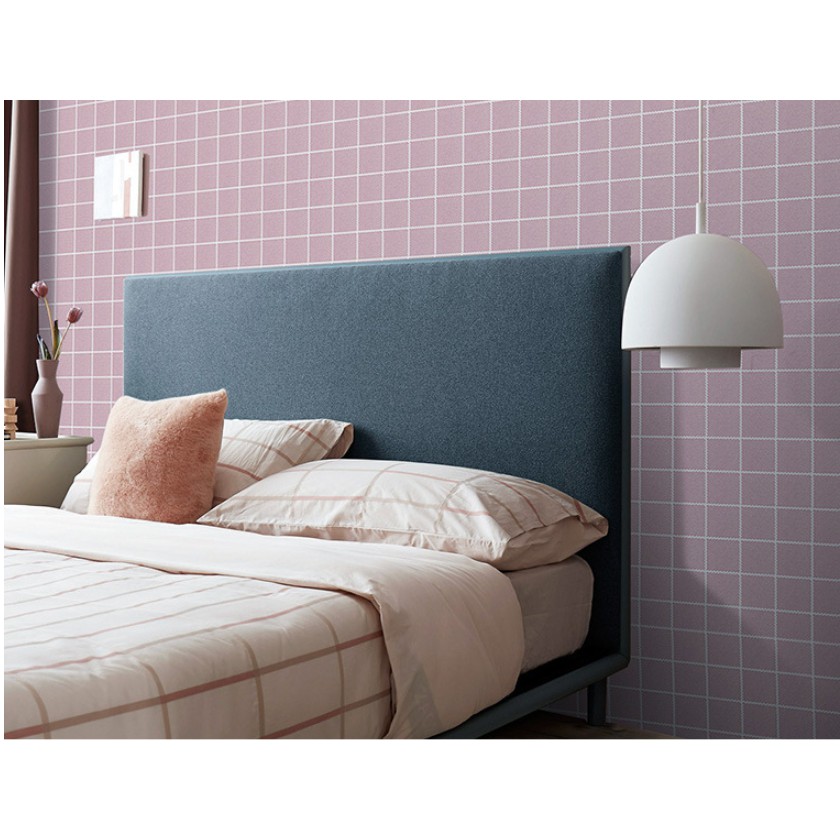 1 mét decal giấy dán tường ô kẻ nhỏ hồng nhạt khổ 45cm keo sẵn bóc dán