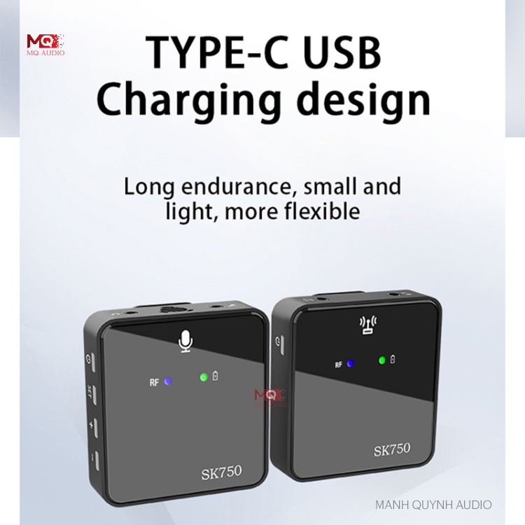 Micro Không Dây Cài Áo SK750 - 2 Micro Cho Phỏng Vấn, Trợ Giảng, Quay Phóng Sự ...
