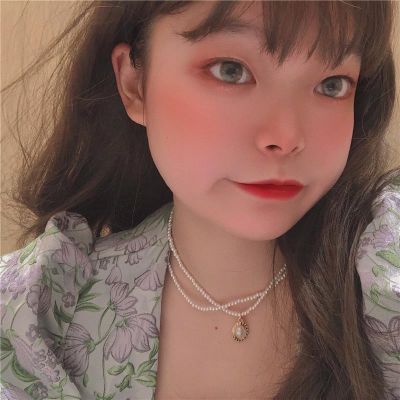 Vòng Cổ Hai Lớp Đính Hạt Ngọc Trai Phong Cách Vintage Thời Trang