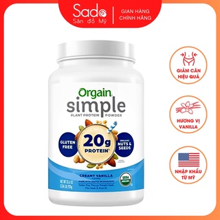 Bột Orgain Simple Creamy Bổ Sung Đạm Hữu Cơ Vị Vani Hộp 1000g