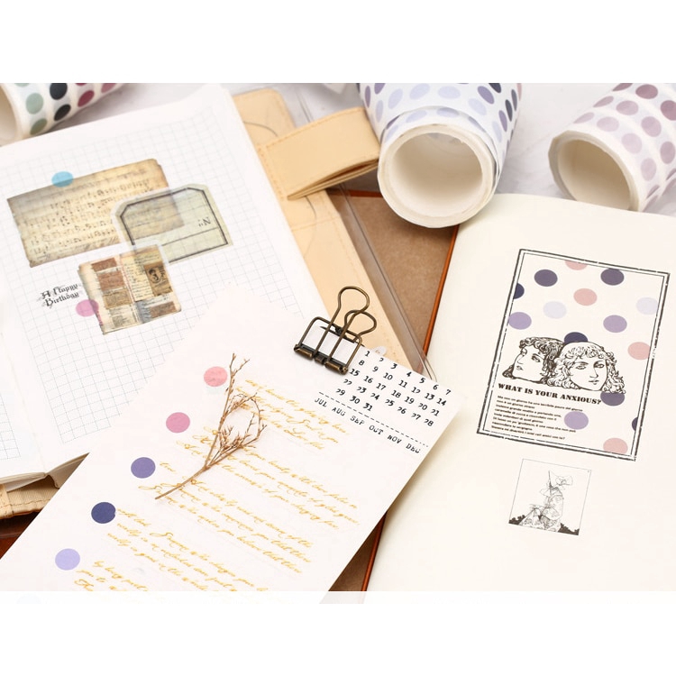 Bộ 336 Cuộn Băng Keo Giấy Washi Họa Tiết Chấm Bi Nhiều Màu Phong Cách Nhật Bản Độc Đáo DIY