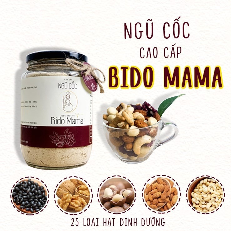 Ngũ cốc mẹ bầu cao cấp siêu dinh dưỡng 💓𝐅𝐑𝐄𝐄 𝐒𝐇𝐈𝐏💓Bido Mama 600 gram, con tăng cân đều đặn, 25 loại hạt dinh dưỡng