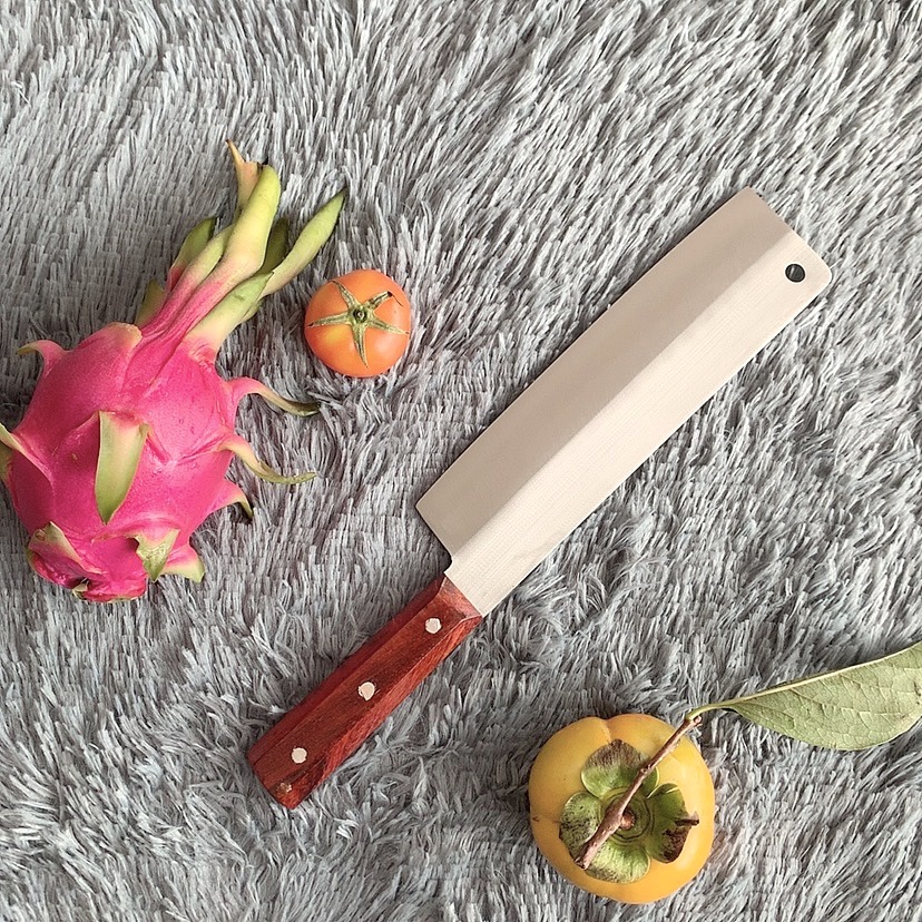 Dao thái thịt bản to bằng thép Nhật trắng không gỉ - Chuôi Gỗ Hương - thương hiệu làng rèn Lý Nhân