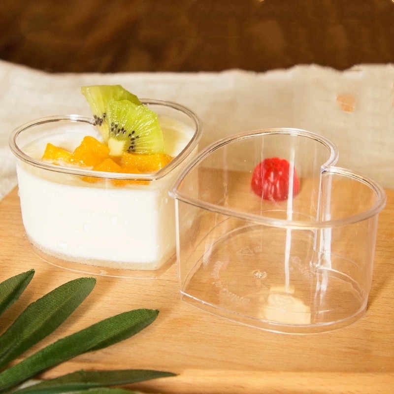 10 cốc mica nhựa hình Tim đựng Mousse, Tiramisu