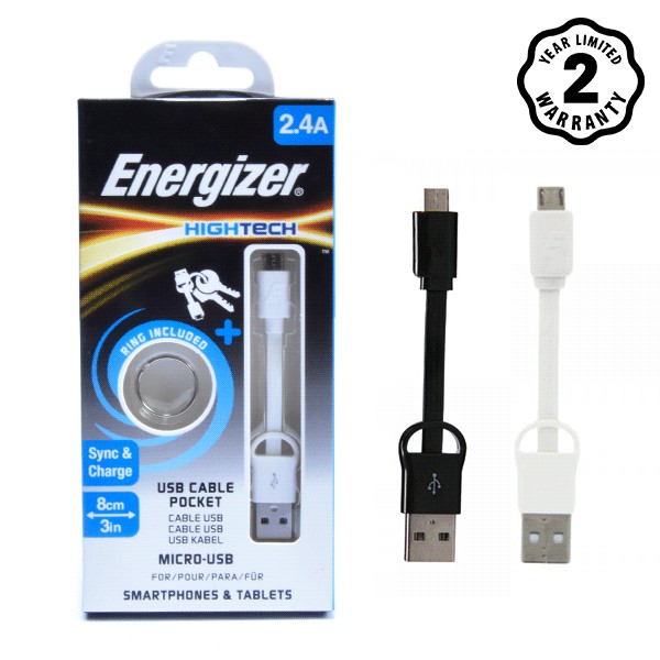 Cáp sạc Energizer Micro USB Pocket 8cm - Hãng phân phối chính thức