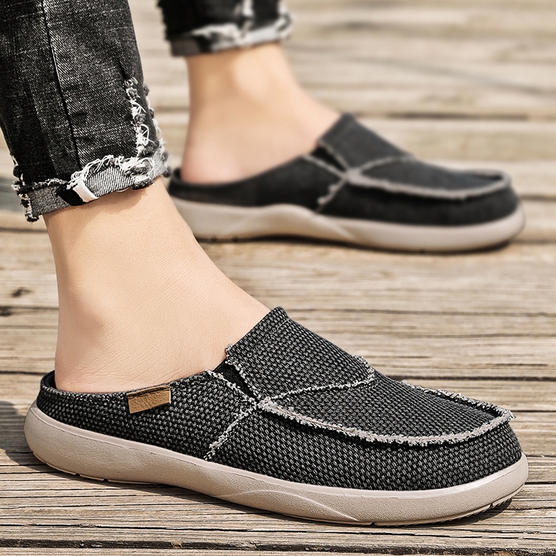 Giày lười 221 bằng vải canvas siêu nhẹ size 39-47 thời trang xuân hè dành cho nam