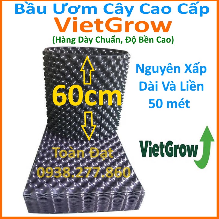 Bầu ươm V6 cao 60cm dày 0.7mm (Nguyên xấp dài 50 mét)nhựa bầu cây, kèm bộ vít bắt (Hàng chuẩn dày, loại tốt)