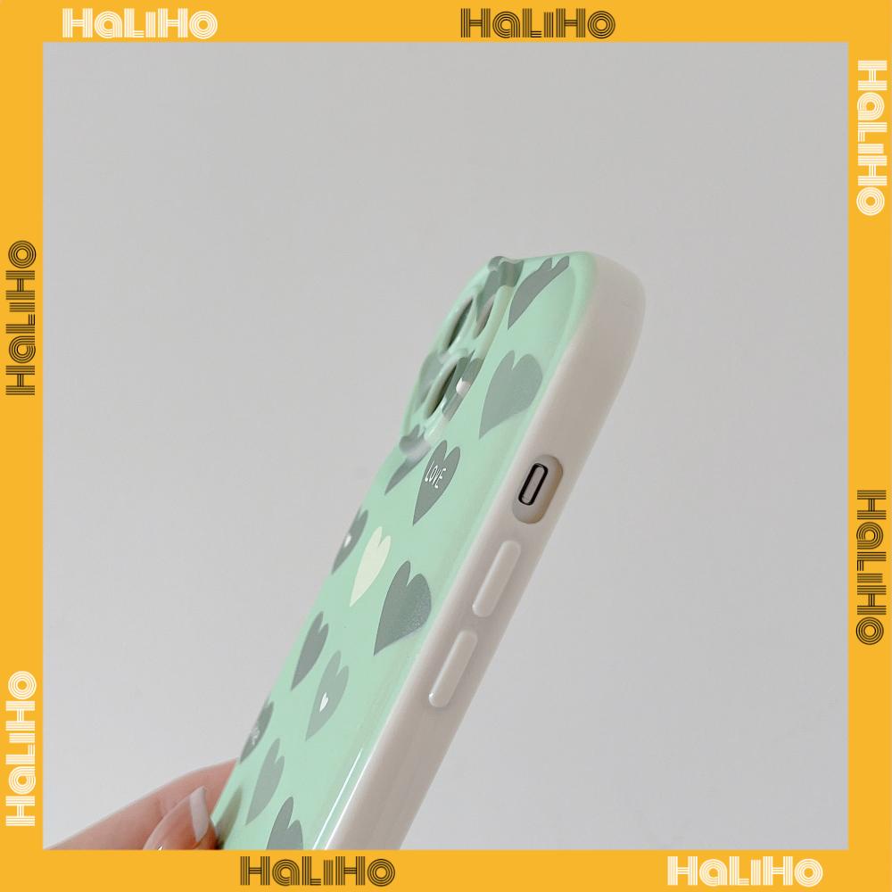 iPhone Case TPU Silicone Soft Case Airbag Shockproof Protection Camera Green Heart Compatible For iPhone 11 Pro Max 13 Pro Max 12 Pro Max 7Plus xr XS Max