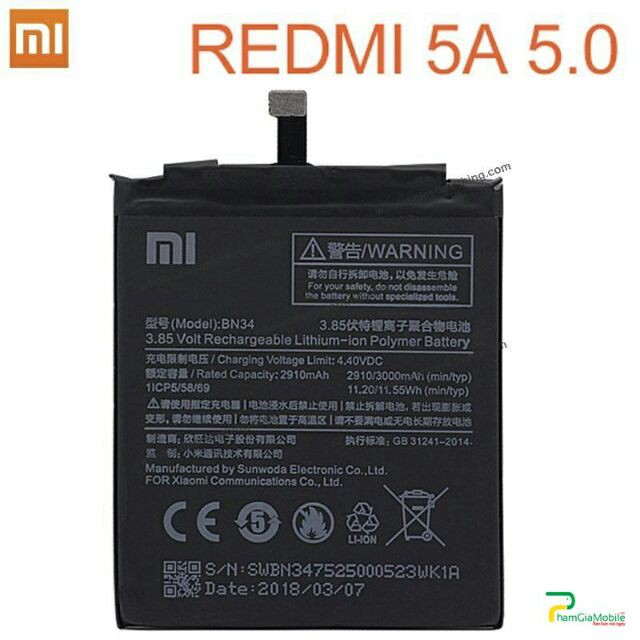 Pin xiaomi BN 34 cho redmi 5a xịn bảo hành đổi mới